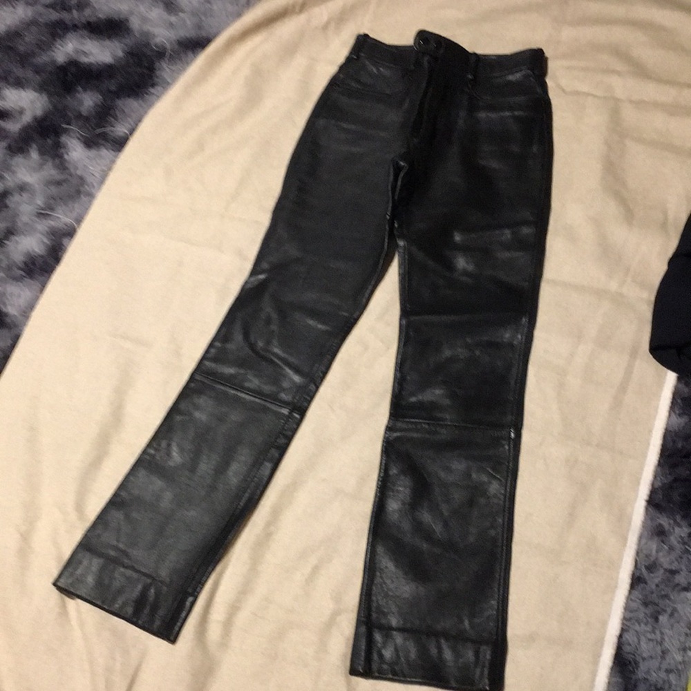Black leather pants-genuine leather size 10